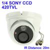1 / 4 SONY 420TVL Color Dome CCD Camera, IR Distance: 20m