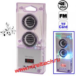 Mini Card Reader Speaker with FM Radio & Colorful Light, Support TF Card