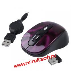 Беспроводная мышь с USB Mini приемником и USB выдвижным кабелем