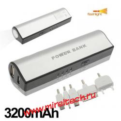 3200mAh Power Bank Внешняя батарея с фонариком для iPhone 4 и 4S